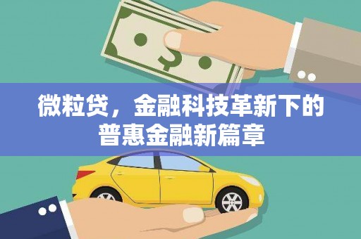 卓资微粒贷，金融科技革新下的普惠金融新篇章