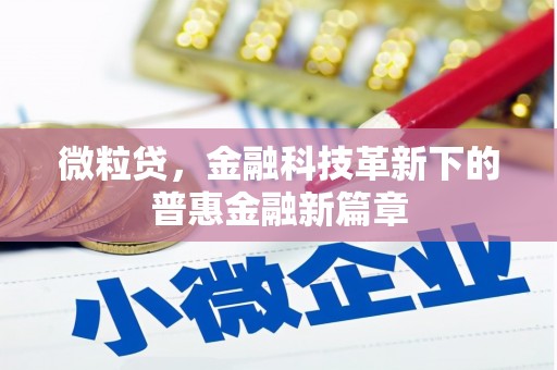 卓资微粒贷，金融科技革新下的普惠金融新篇章