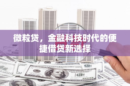 卓资微粒贷，金融科技时代的便捷借贷新选择